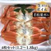 訳あり 若松葉ガニセット 4枚（1.2～1.8kg）（生またはボイル） 